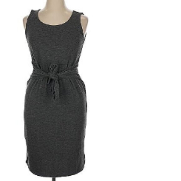 Retired! Charcoal Gray Jersey Shift Dress. Tie Front - Picture 4 of 5